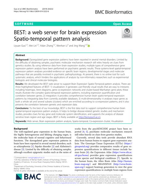 (PDF) BEST: a web server for brain expression Spatio-temporal pattern analysis