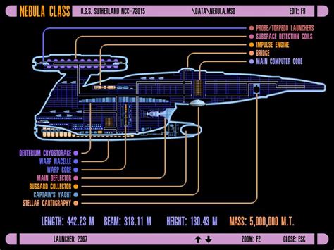 ICARS schematic of Nebula-class starship; USS Sutherland, NCC-72015 | Star trek ships, Star trek ...