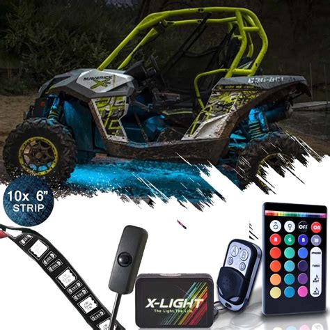 10pc X LIGHT ATV UTV Underbody Glow LED Lighting Kit | Multi Color Accent Neon Strips w/Switch ...