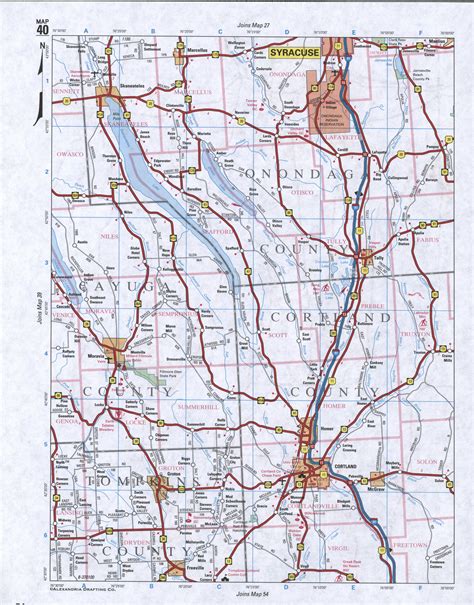 Map of Cortland County, New York state. Detailed image map of Cortland