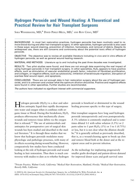 (PDF) Hydrogen Peroxide and Wound Healing