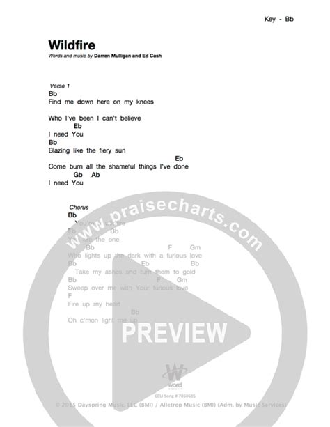 Wildfire Chords PDF (We Are Messengers) - PraiseCharts