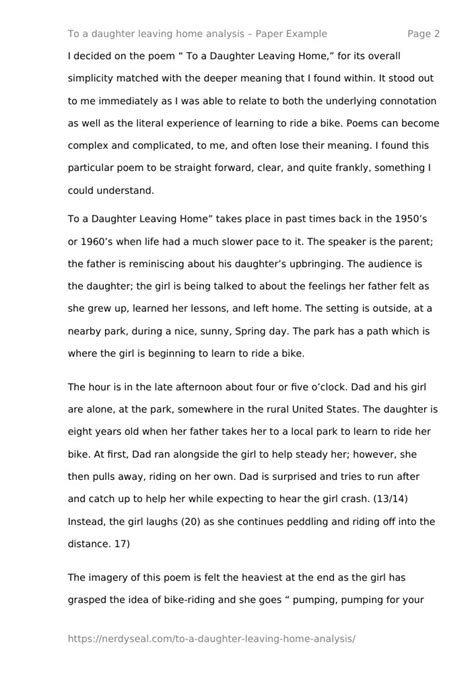 To a daughter leaving home analysis - 797 Words - NerdySeal