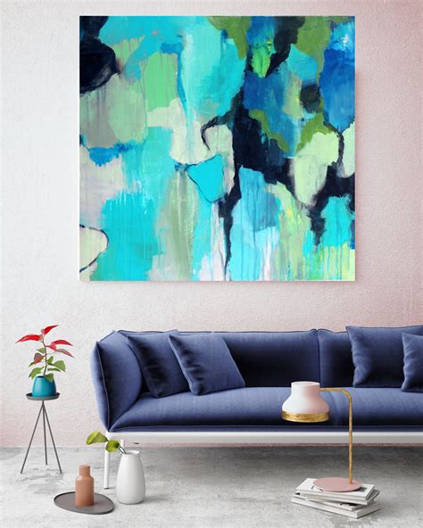 Reaching Deeper. Blue Abstract Art, Wall Decor, Extra Large Abstract Colorful Contemporary ...