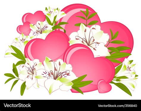 Hearts and flowers Royalty Free Vector Image - VectorStock