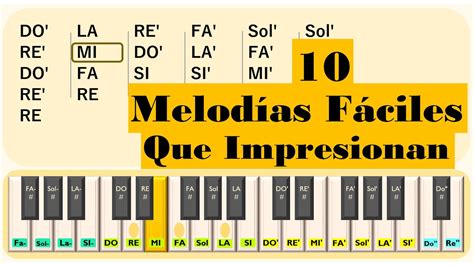 10 Canciones en Piano 🎹 FACIL | Tutorial Con Notas Para Principiantes ...