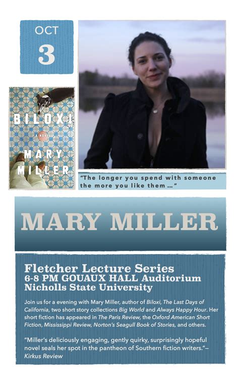 Mississippi Author Mary Miller to Speak at 2019 Fletcher Lecture Series ...