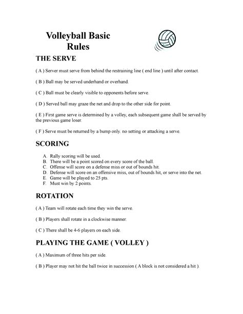 Volleyball Basic Rules - Volleyball Basic Rules THE SERVE ( A ) Server must serve from behind ...