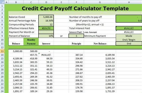 Credit Card Debt Payoff Spreadsheet | Excel Templates