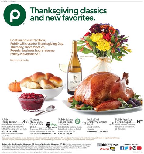 Publix Thanksgiving 2020 Ad Circular - 11/19 - 11/25/2020 | Rabato