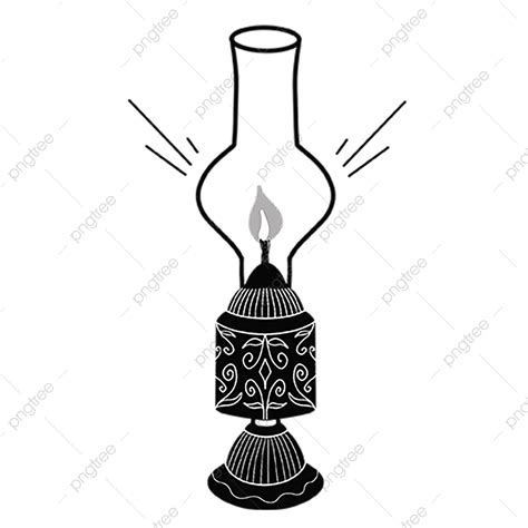 Oil Lamps Clipart PNG Images, Creative Black And White Monochrome Graffiti Cute Old Oil Lamp ...