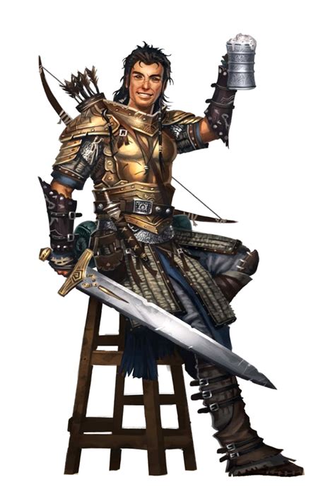 Male Human Fighter Iconic at Bar - Pathfinder PFRPG DND D&D 3.5 5E 5th ...