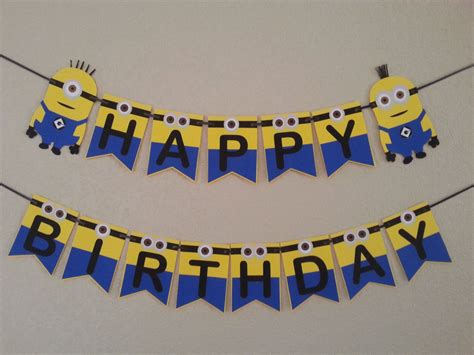 Minions Despicable Me Happy Birthday Bannerfree Shipping USA | Etsy | Minion birthday party ...