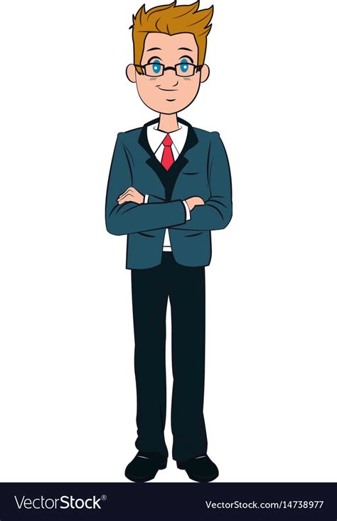 Cartoon man business elegant manager Royalty Free Vector