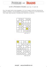 Free and printable Hidato, or NUmber Snake, puzzles for young and old ...