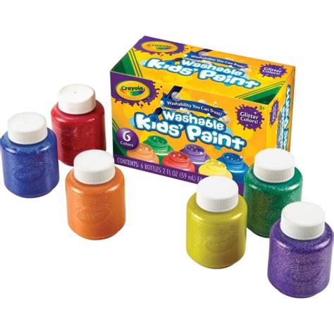 Crayola 6-color Glitter Washable Kids Paint - CYO542400 - Shoplet.com