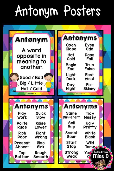 Help students develop their vocabulary by displaying these Antonyms ...