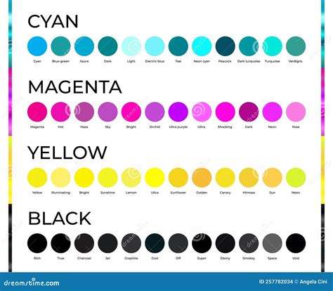 Round Cyan, Magenta, Yellow and Black CMYK Color Swatches Illustration Stock Vector ...