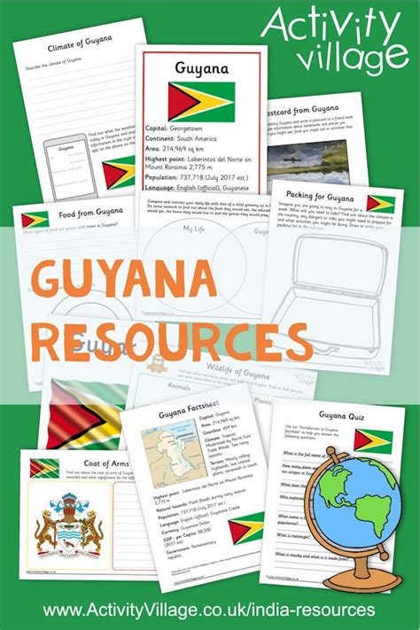 an activity book with the words guyana resources in orange and green ...