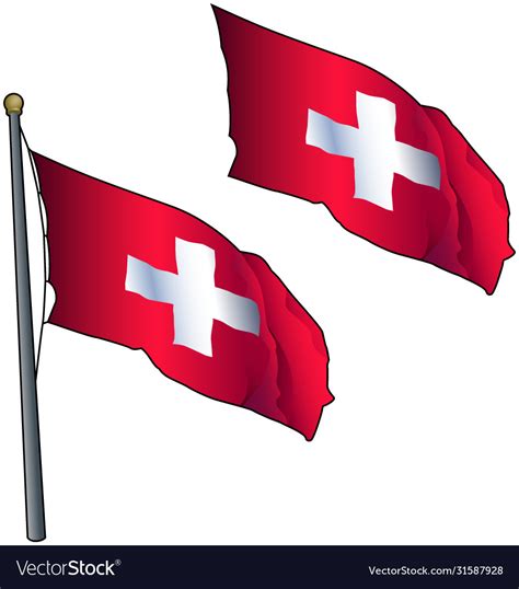 Waving swiss flag Royalty Free Vector Image - VectorStock