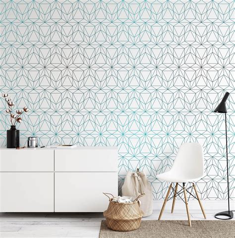 Peel & Stick Wallpaper Removable Wallpaper Geometric Blue | Etsy