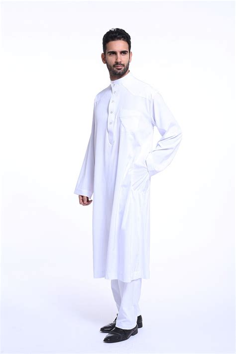 Men Muslim Fashion Kaftan Long Sleeve Robe Arab Loose Abaya Galabia ...