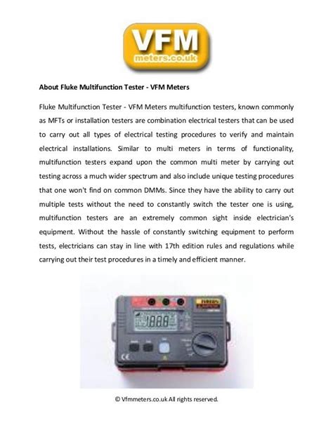 Fluke multifunction tester vfm meters to keep safe when dealing with electricity