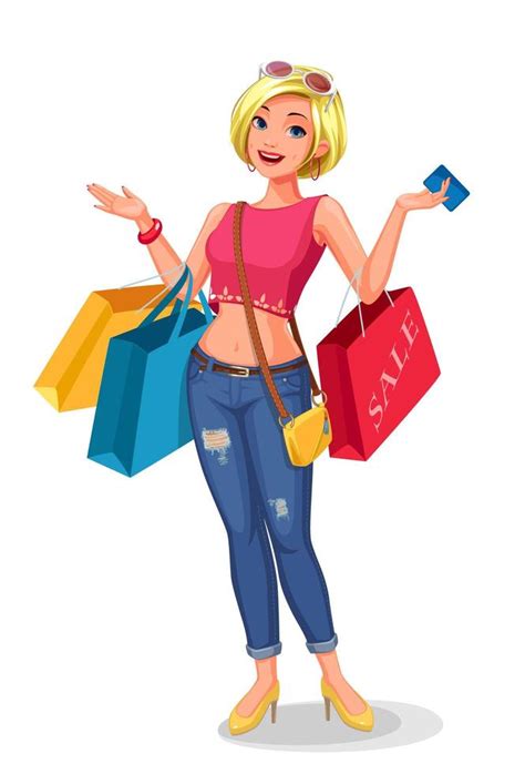 Young woman holding shopping bags 1265673 Vector Art at Vecteezy