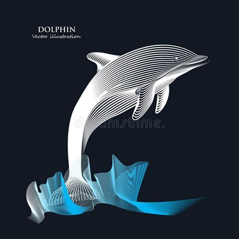 Dolphin Line Art Vector Illustration Stock Vector - Illustration of ...