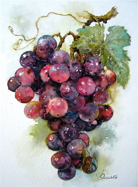 Grape bunch Painting | Grape painting, Watercolor flower art, Flower art painting