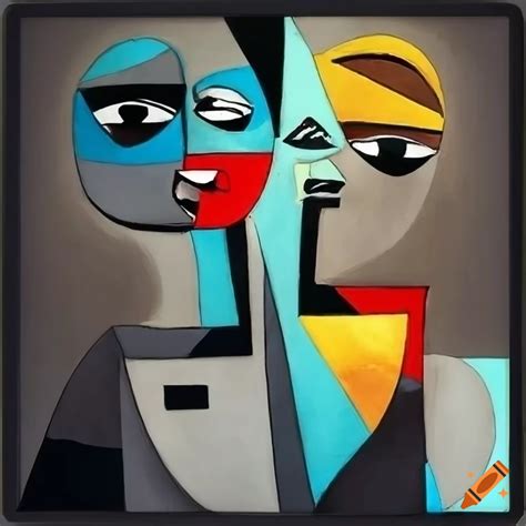 Abstract picasso-style painting in monochrome tones on Craiyon