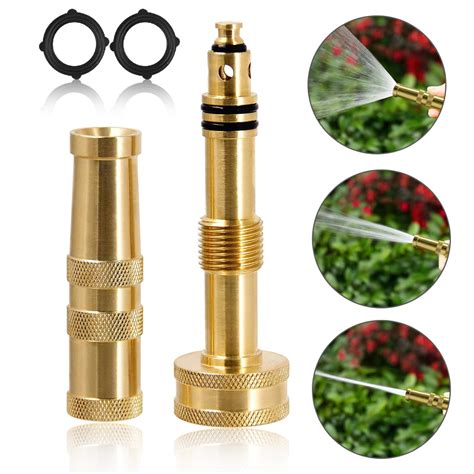 Solid Brass Garden Hose Nozzle, EEEkit Heavy Duty High Pressure Hose Nozzle for Standard Garden ...