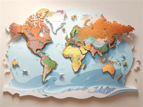 Premium AI Image | World Map 3D Rendering in the Style of a Vintage Globe