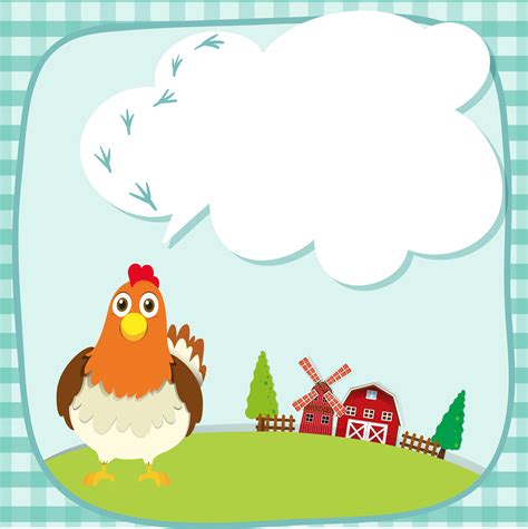 Border design with chicken on the farm 519895 Vector Art at Vecteezy