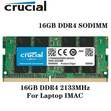 Crucial 16GB DDR4 2133MHz 2400MHz 2666MHz 3200MHz SODIMM 260-Pin PC4-17000 1.2V Notebook Laptop ...