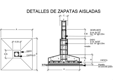 Isolated shoe detail for house in AutoCAD | CAD (51.74 KB) | Bibliocad