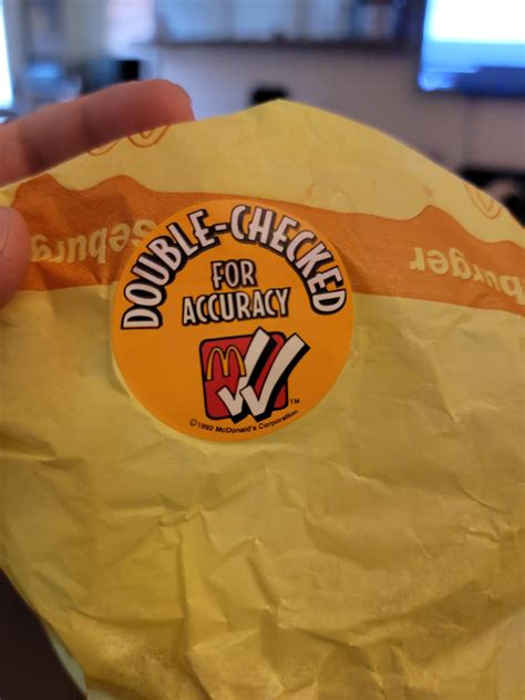 My local McDonald's recently used a sticker from 1992 : r/mildlyinteresting