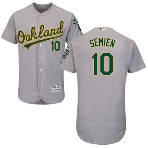 Men's Majestic Oakland Athletics #10 Marcus Semien Grey Road Flex Base ...