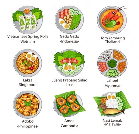 Premium Vector | ASEAN food