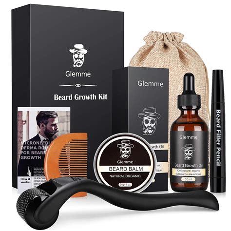 Beard Growth Kit, Derma Roller with Beard Growth Oil Serum for Men ...