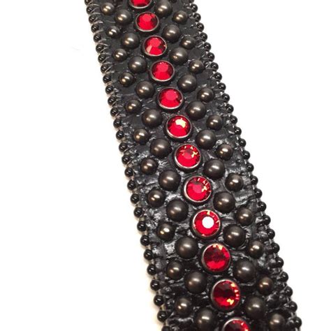 B.B. Simon Black & Red Fully Loaded Crystal Belt