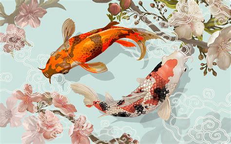 Two Japanese Koi fish swimming Vector. Choose from thousands of free vectors, clip art designs ...