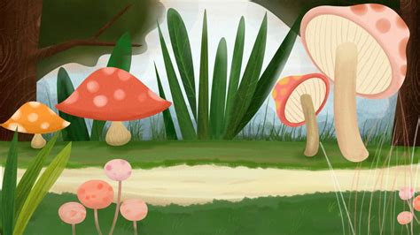 Colorful Mushroom Forest Beautiful Background Material, Mushroom ...