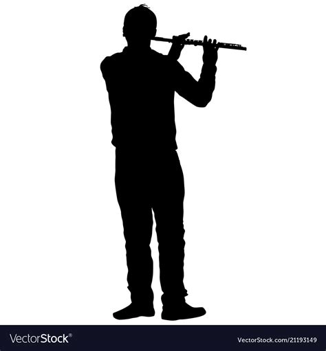 Silhouette of musician playing the flute Vector Image