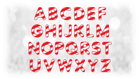 Word Clipart: Red Candy Cane Stripe Alphabet Letter Templates - Etsy UK