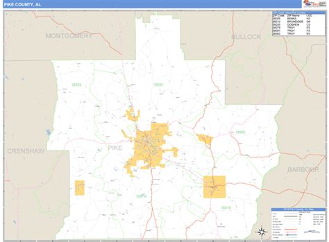 Pike County, Alabama Zip Code Wall Map | Maps.com.com