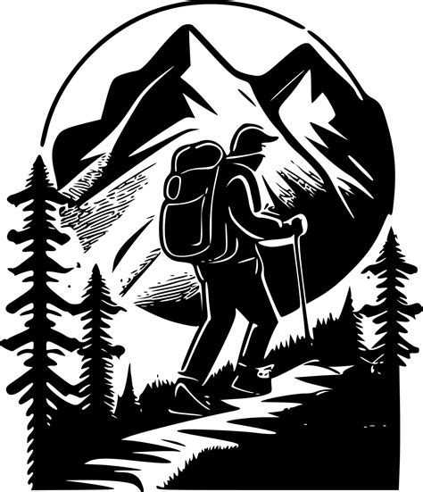 Hiking - Black and White Isolated Icon - Vector illustration 23543941 ...