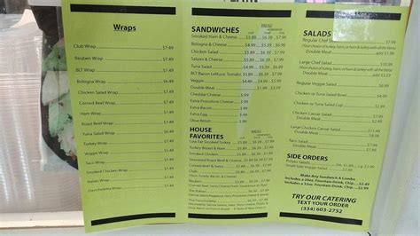 Menu at Scott Street Deli restaurant, Montgomery, 412 Scott St