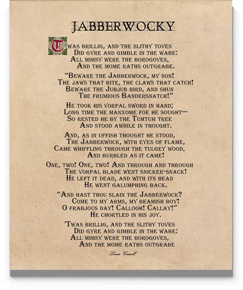 Amazon.com: Jabberwocky Poem Wall Art, 11"x14" Unframed Print ...