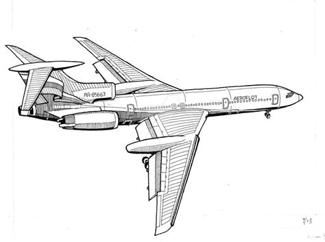 Tu-154 by Nicksbest.deviantart.com on @DeviantArt | Airplane sketch, Airplane drawing, Plane drawing